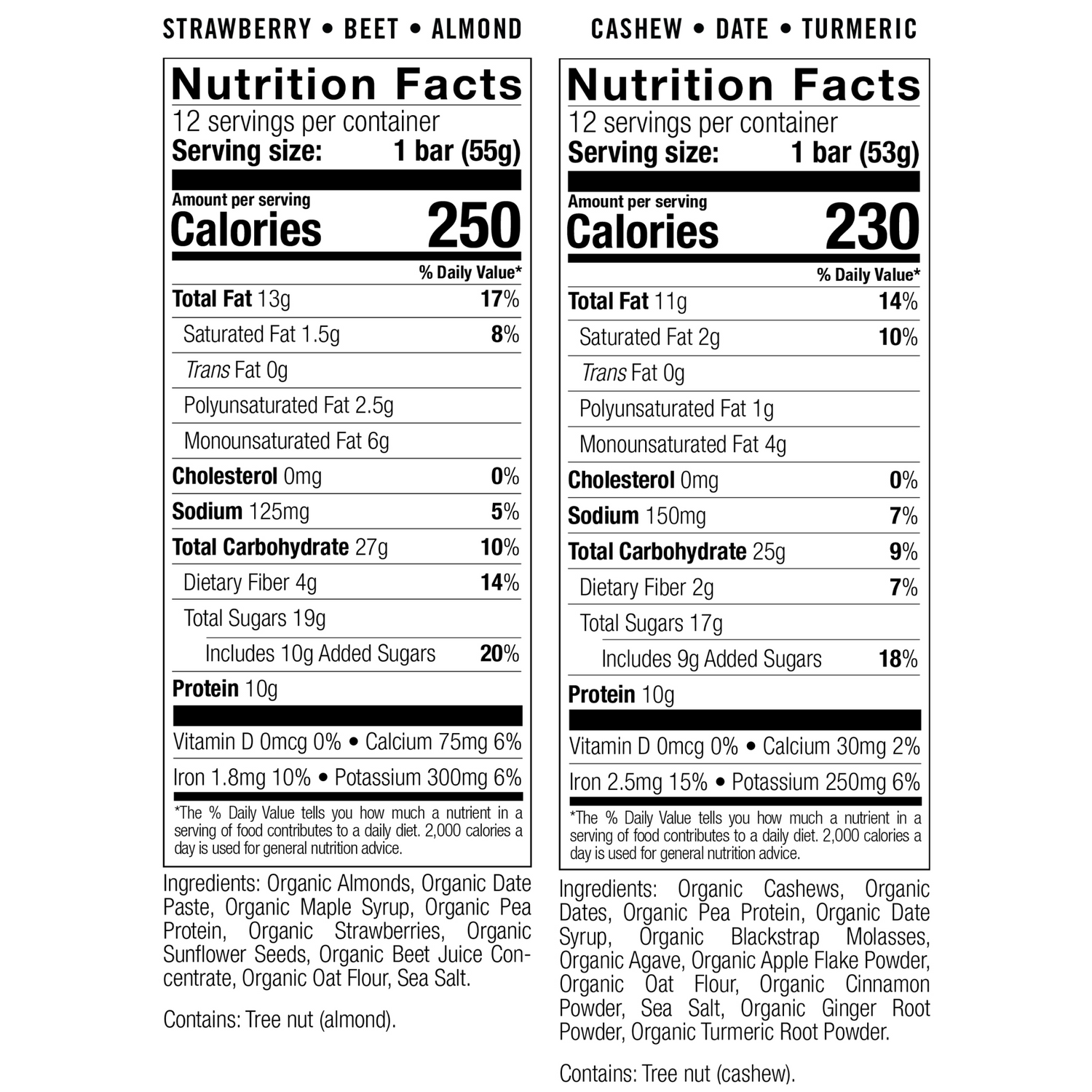 POSSIBLE Cashew Date Turmeric and Strawberry Beet Almond Nutrition Facts